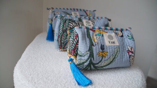 Toilettas lichtblauw jungle