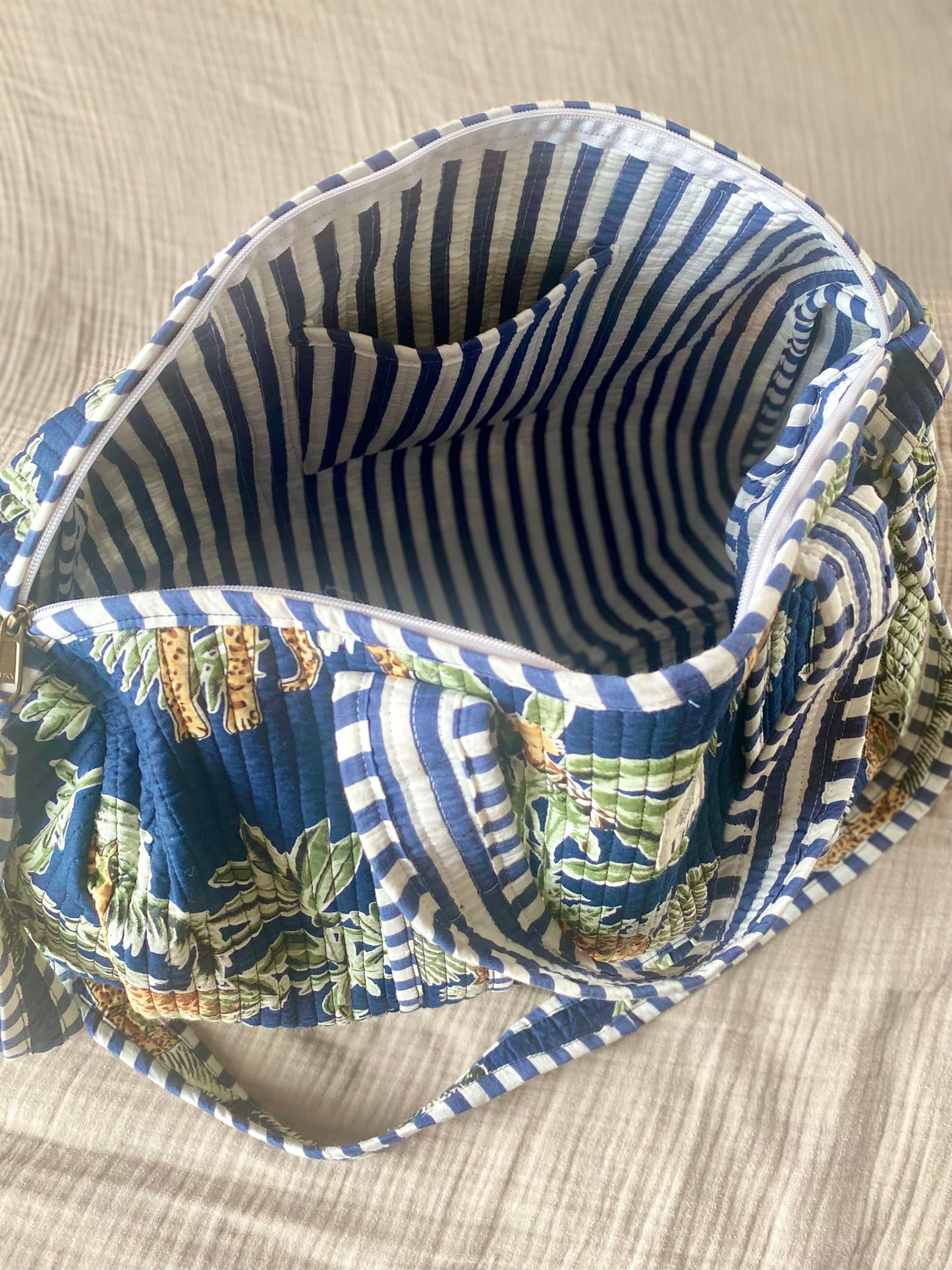 Weekendtas jungle blauw