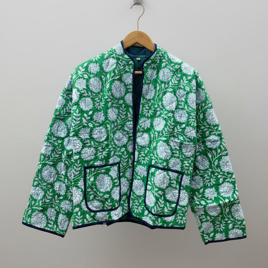 Katoenen quilted jasje Emerald