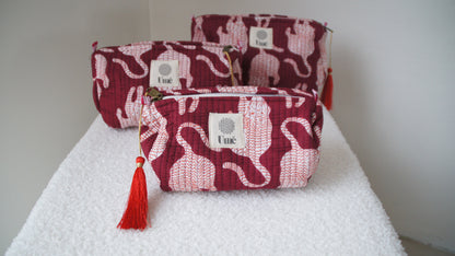 Toilettas bordeaux met tijger