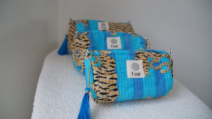 Toilettas blauw met tijger