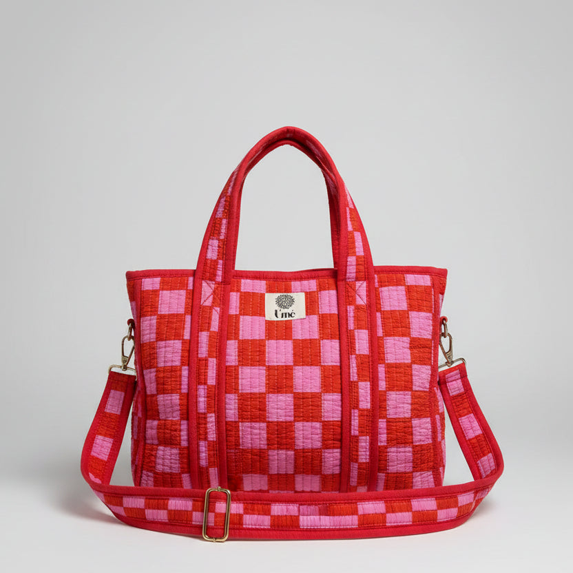 Mini Totebag - Pink & Red Check