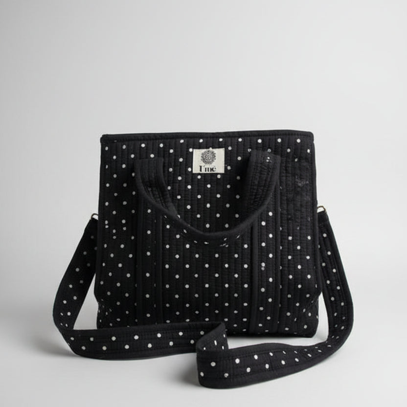 Mini Totebag - Black Polkadot