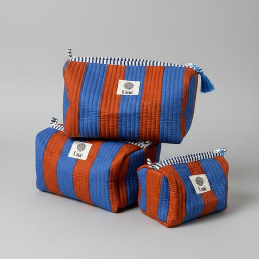 Toilettas blue/brown striped