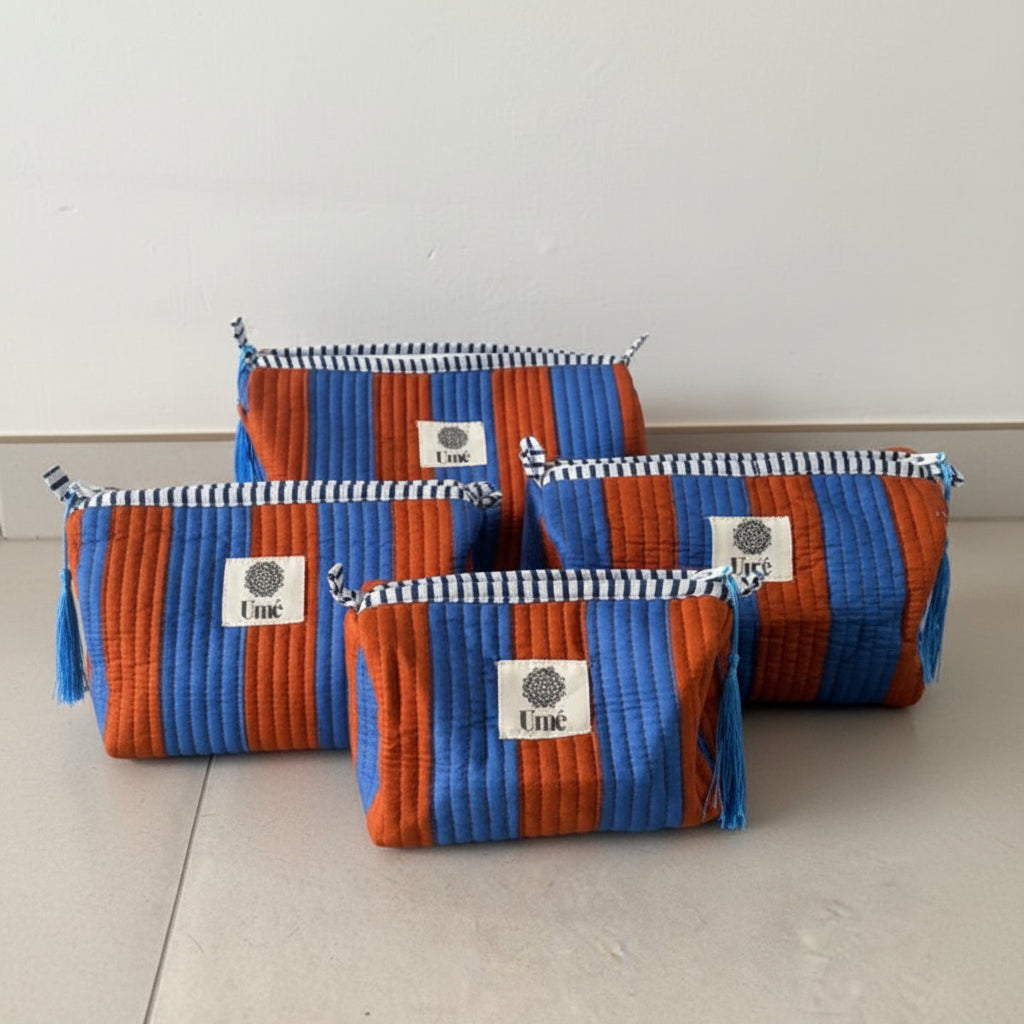 Toilettas blue/brown striped