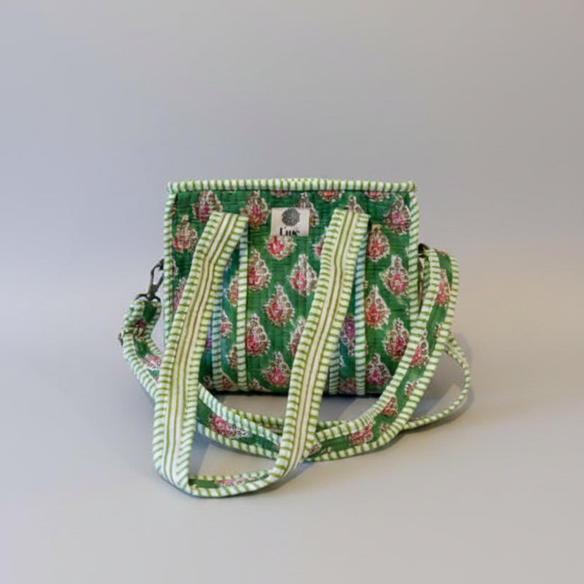 Mini Totebag - Green flowers