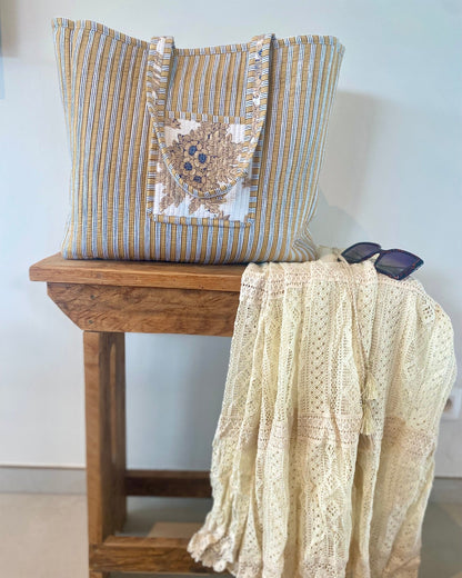 Draagtas Floral Beige