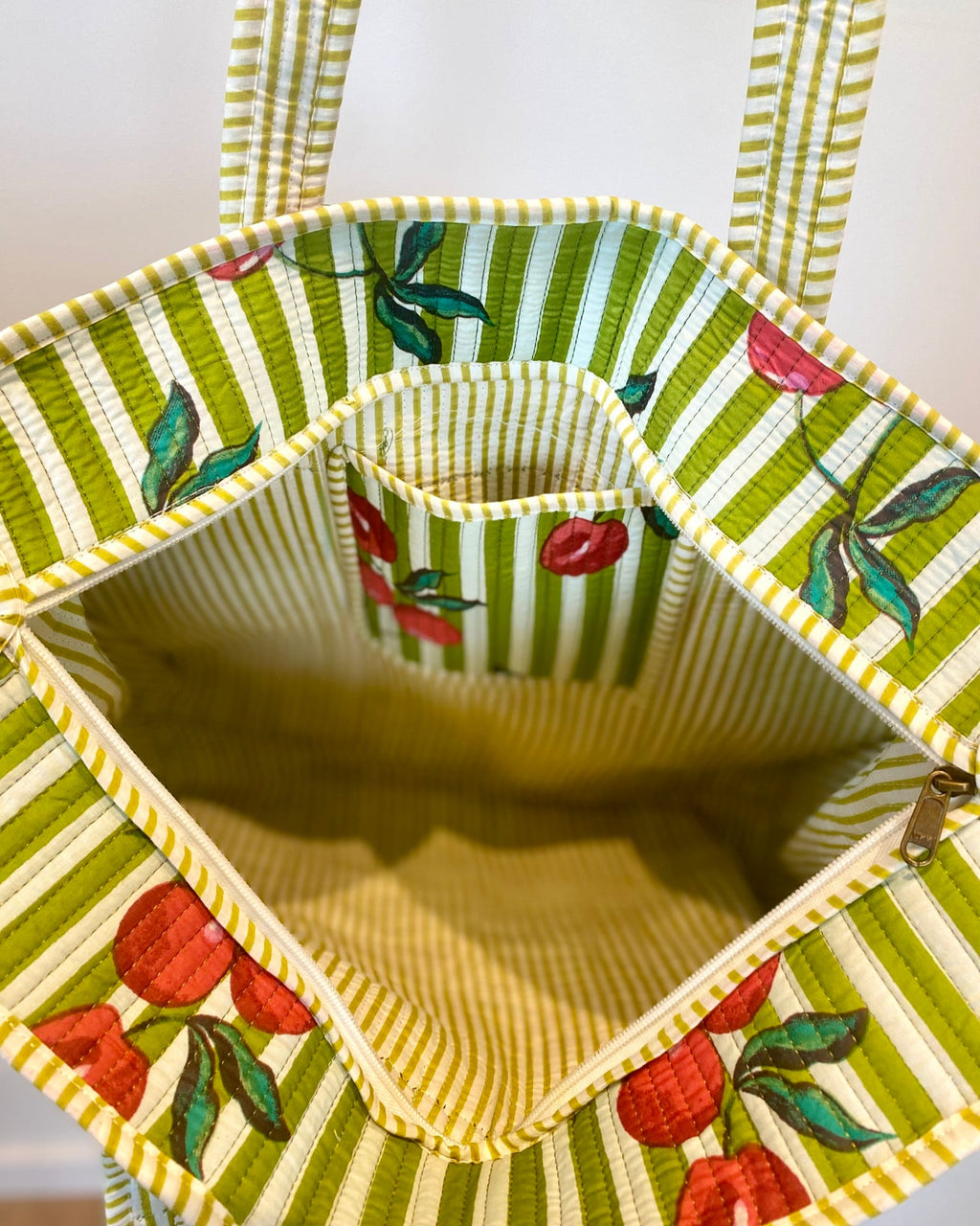 Draagtas Cherry Green met rits