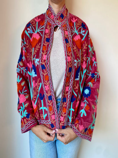 Suzani velvet jasje rood