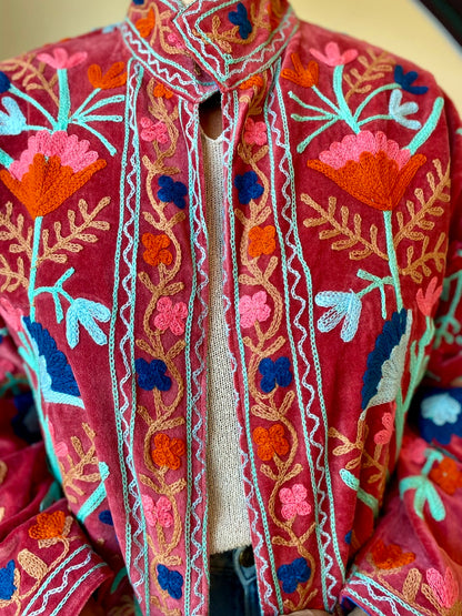 Suzani velvet jasje rood