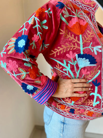 Suzani velvet jasje rood