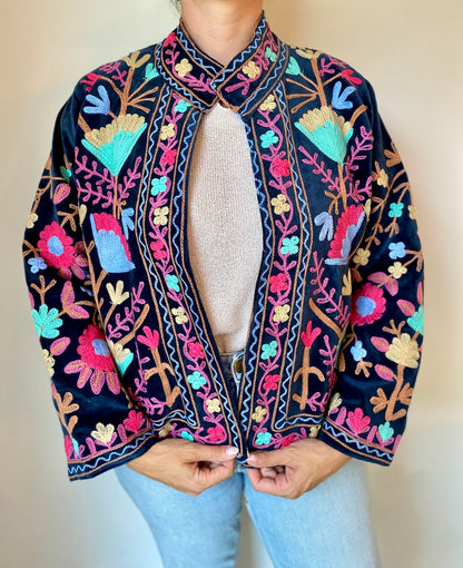 Suzani velvet jasje donkerblauw