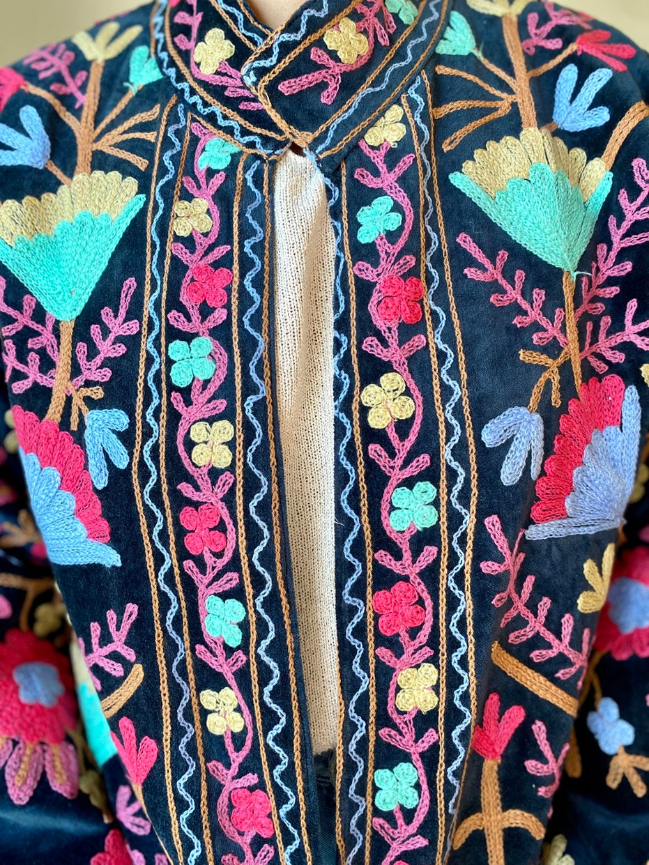 Suzani velvet jasje donkerblauw