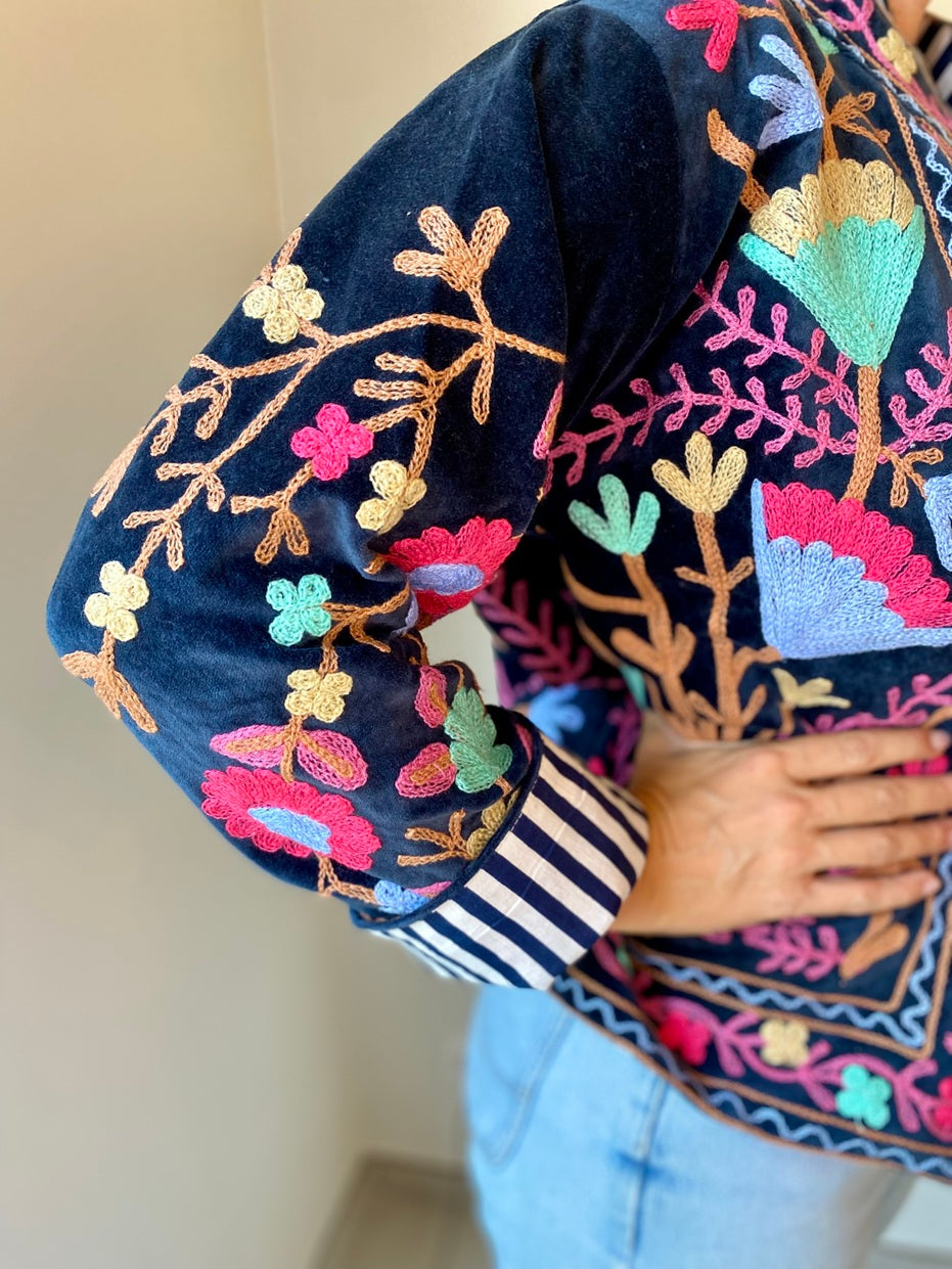 Suzani velvet jasje donkerblauw