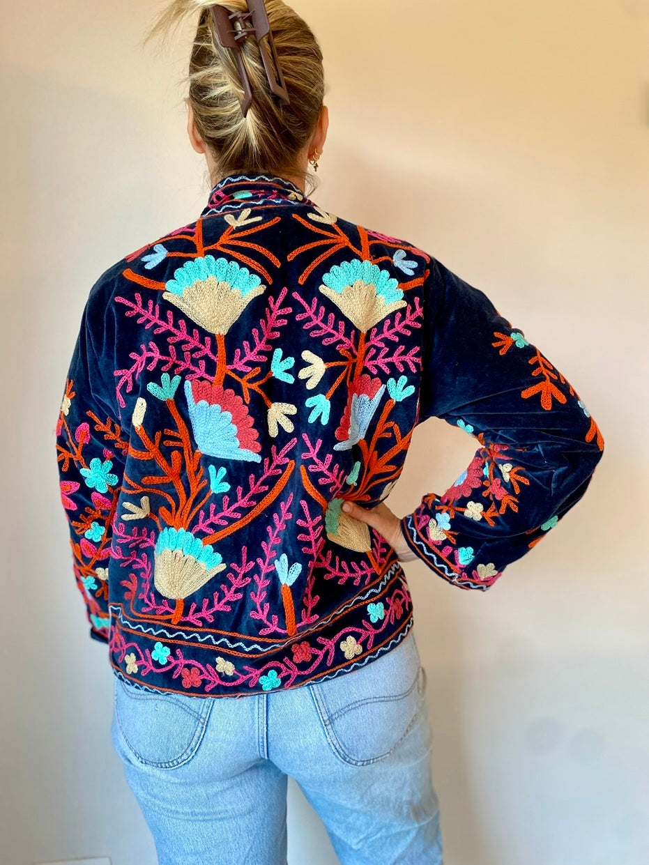 Suzani velvet jasje donkerblauw N°2