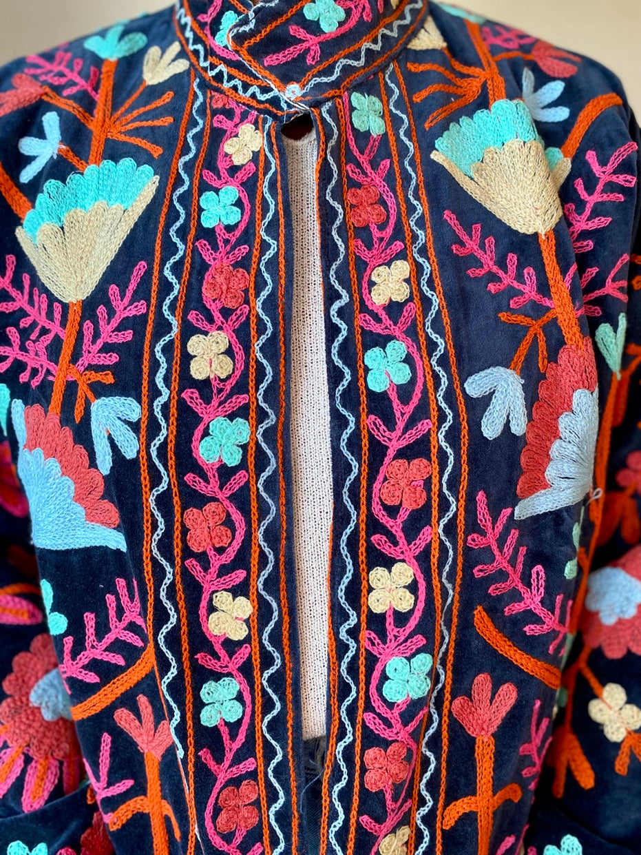 Suzani velvet jasje donkerblauw N°2