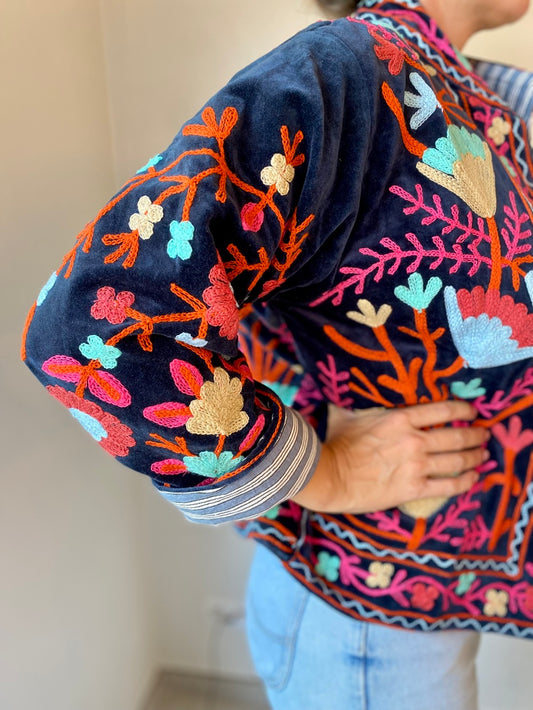 Suzani velvet jasje donkerblauw N°2