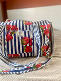 Weekendtas blauw met aardbei