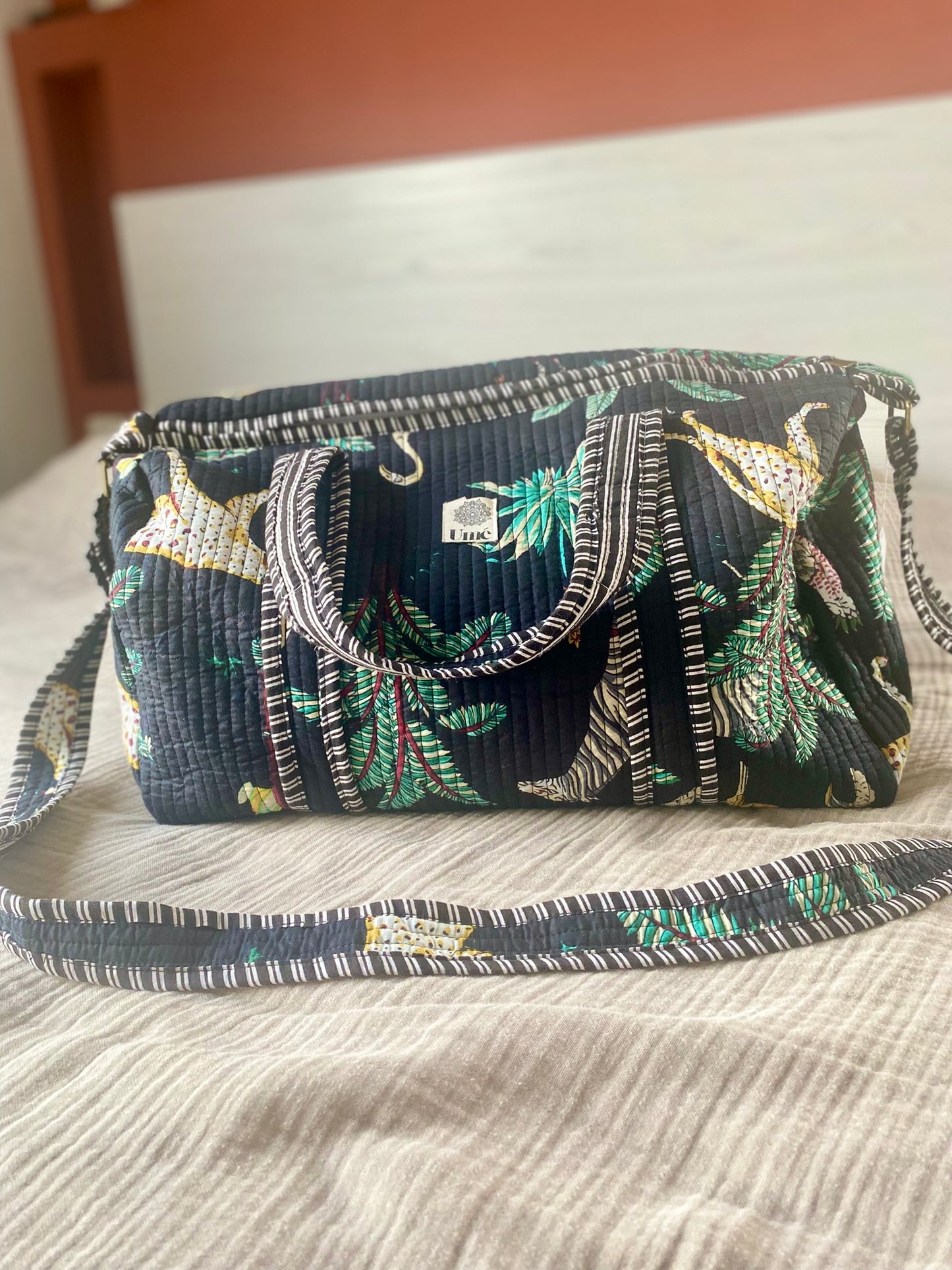 Weekendtas jungle donkerblauw