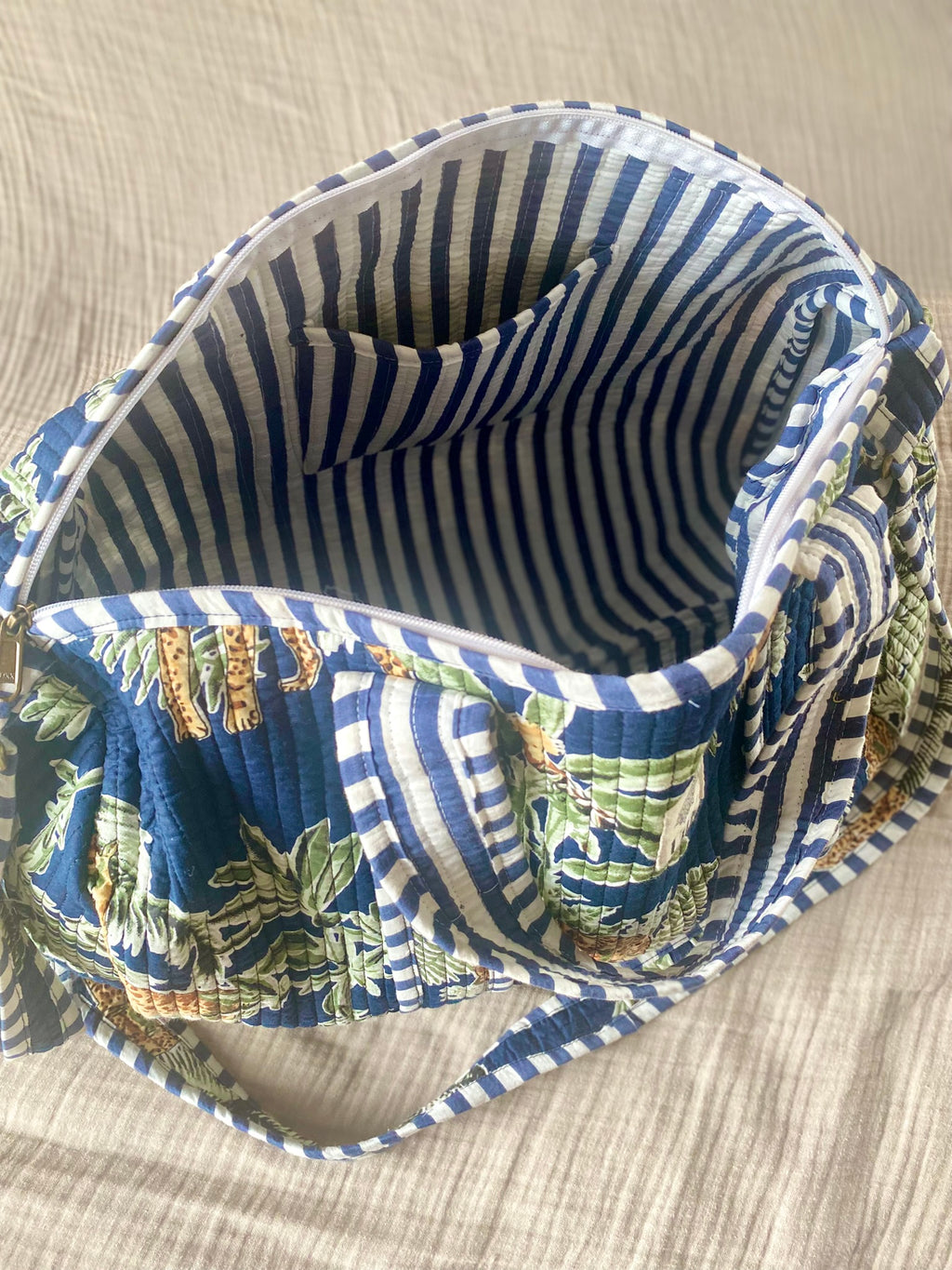 Weekendtas jungle blauw