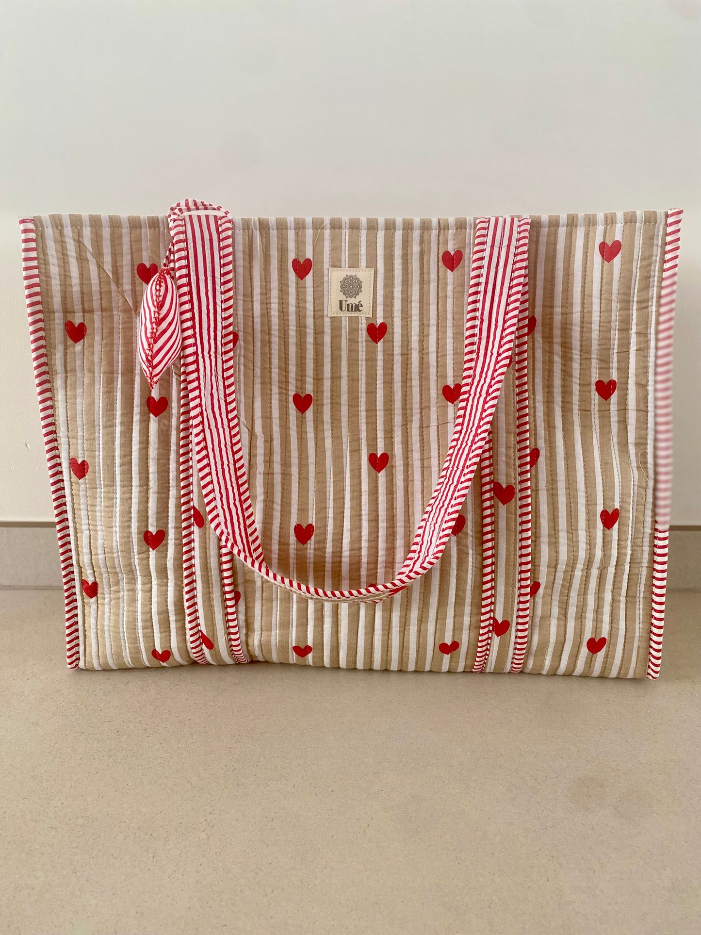 Draagtas beige met hartje