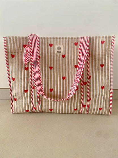 Draagtas beige met hartje