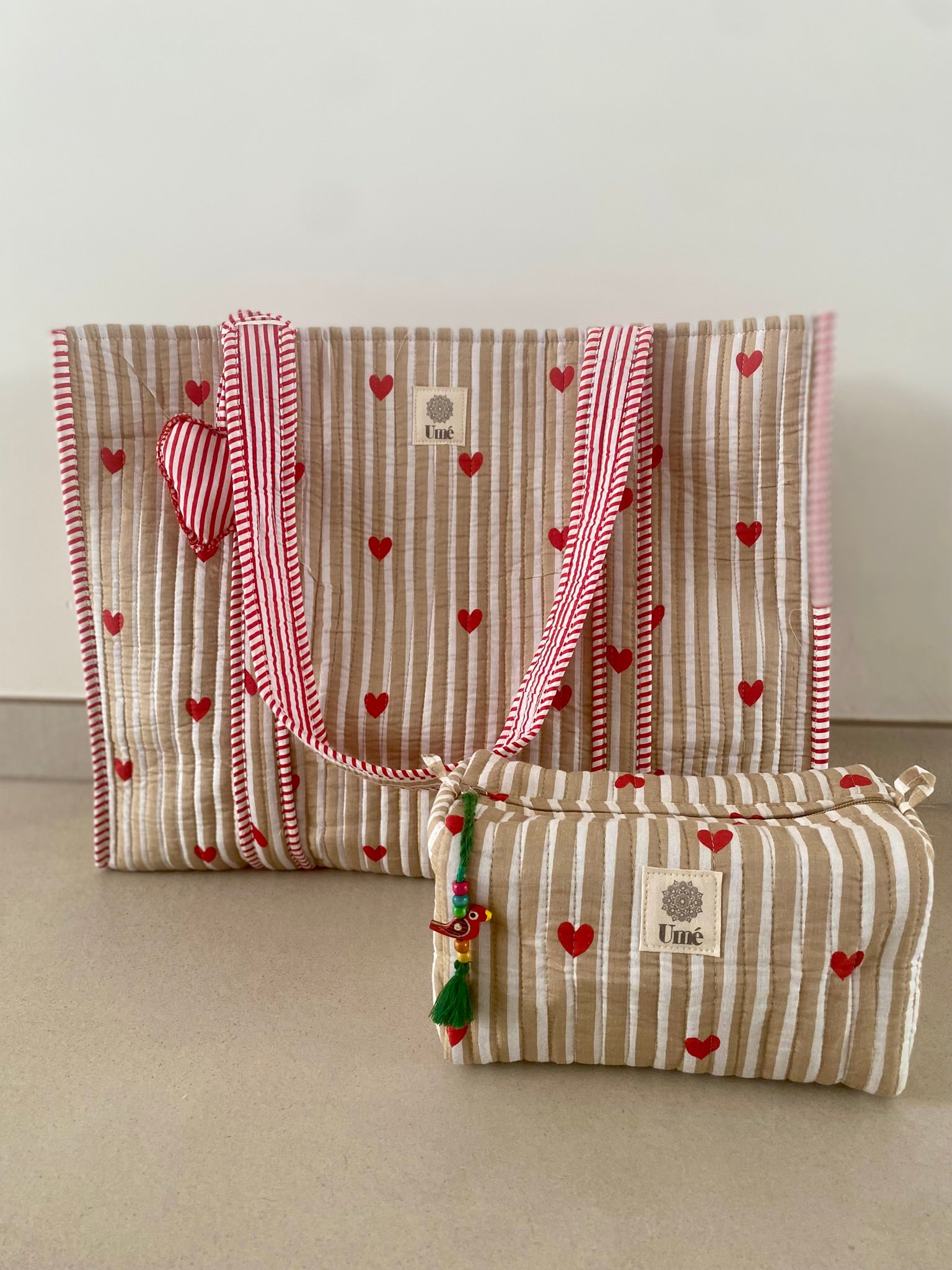 Draagtas beige met hartje