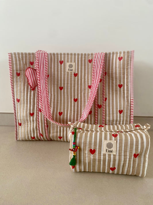 Draagtas beige met hartje