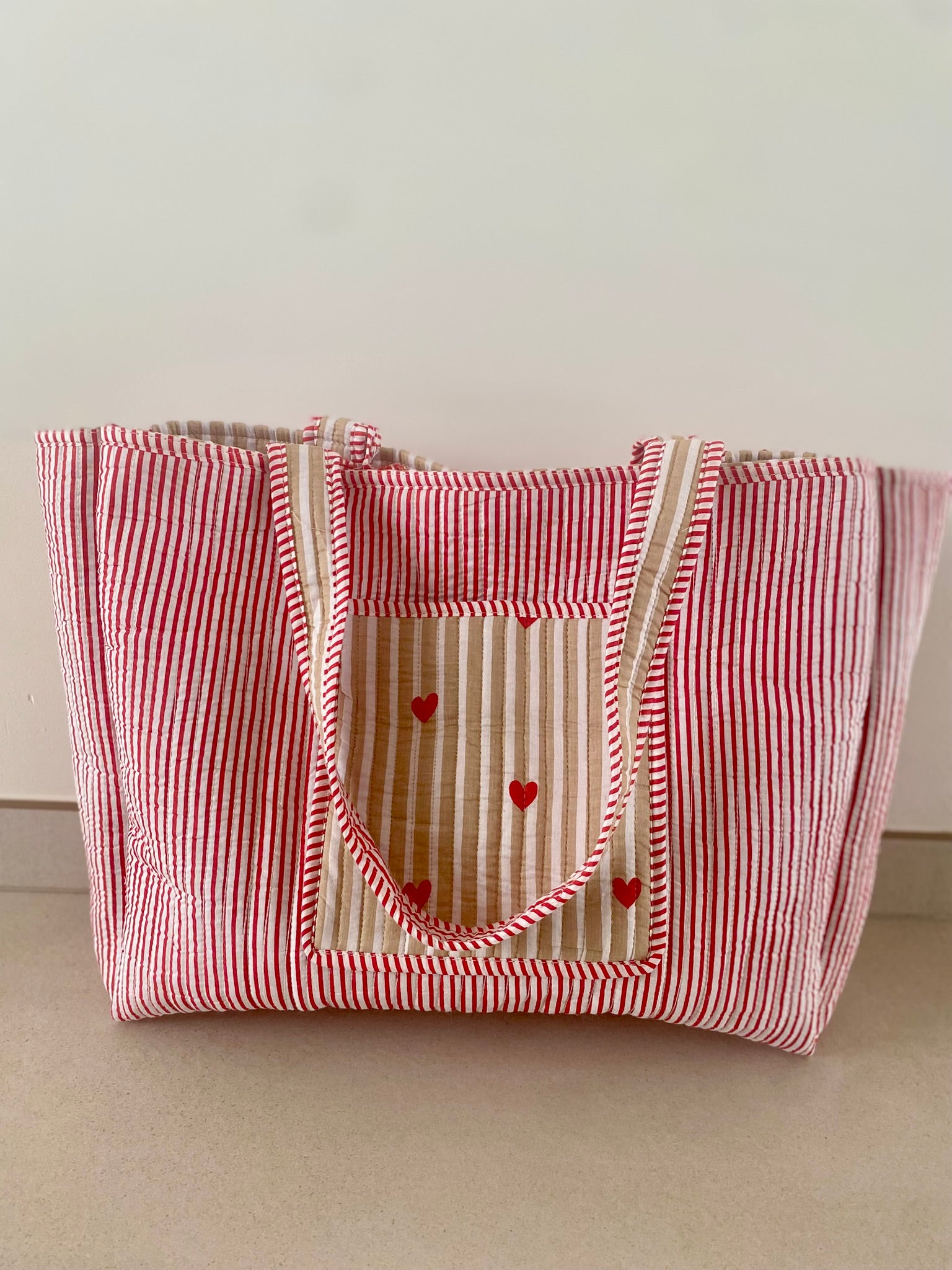 Draagtas beige met hartje