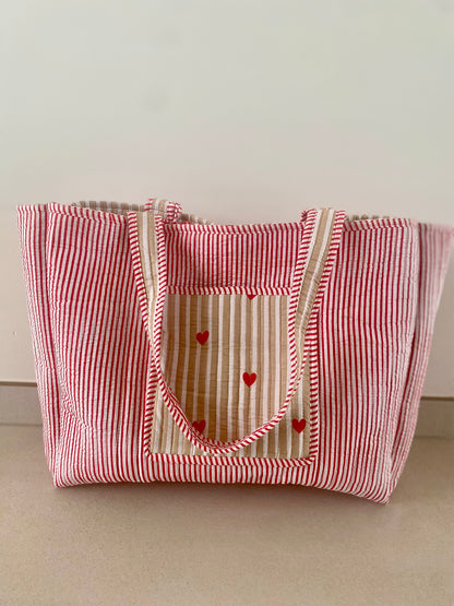 Draagtas beige met hartje