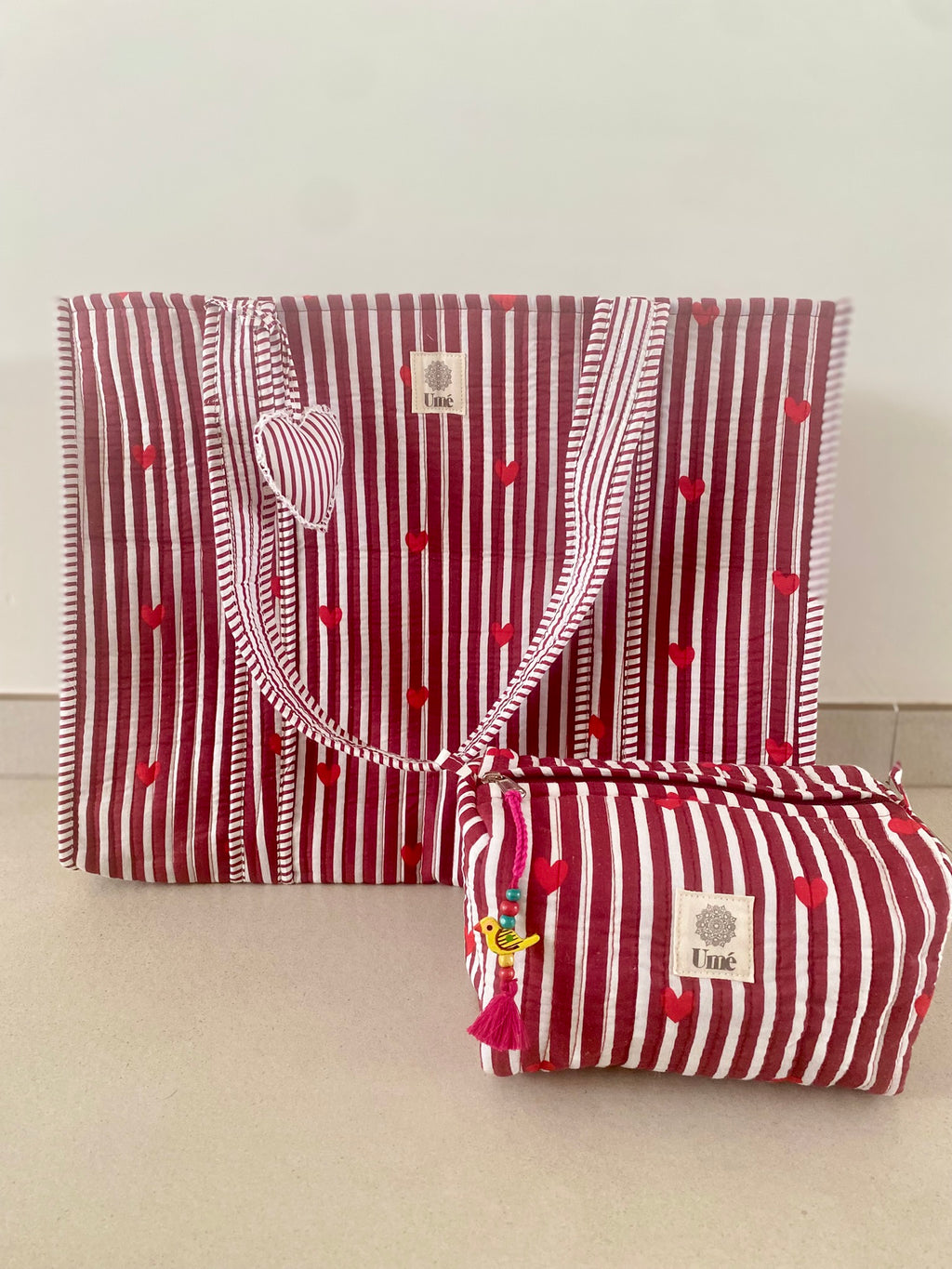 Draagtas burgundy met hartje