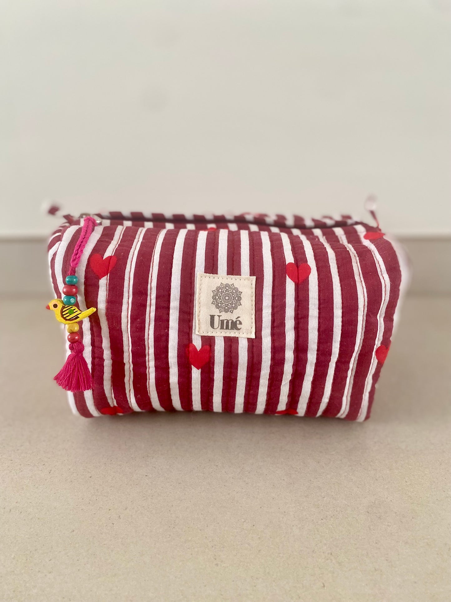 Toilettas burgundy met hartje