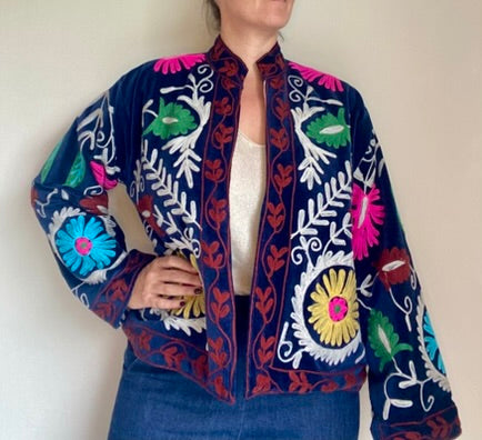 Suzani velvet jasje donkerblauw N°3