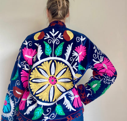 Suzani velvet jasje donkerblauw N°3