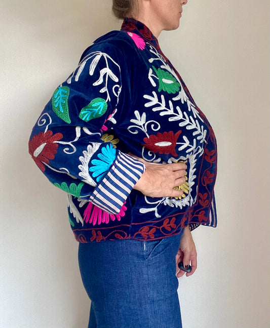 Suzani velvet jasje donkerblauw N°3