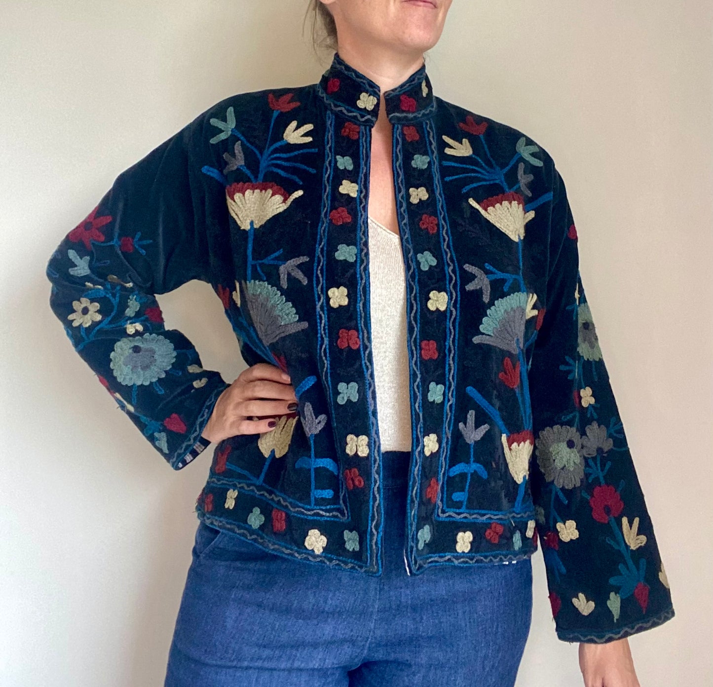 Suzani velvet jasje zwart