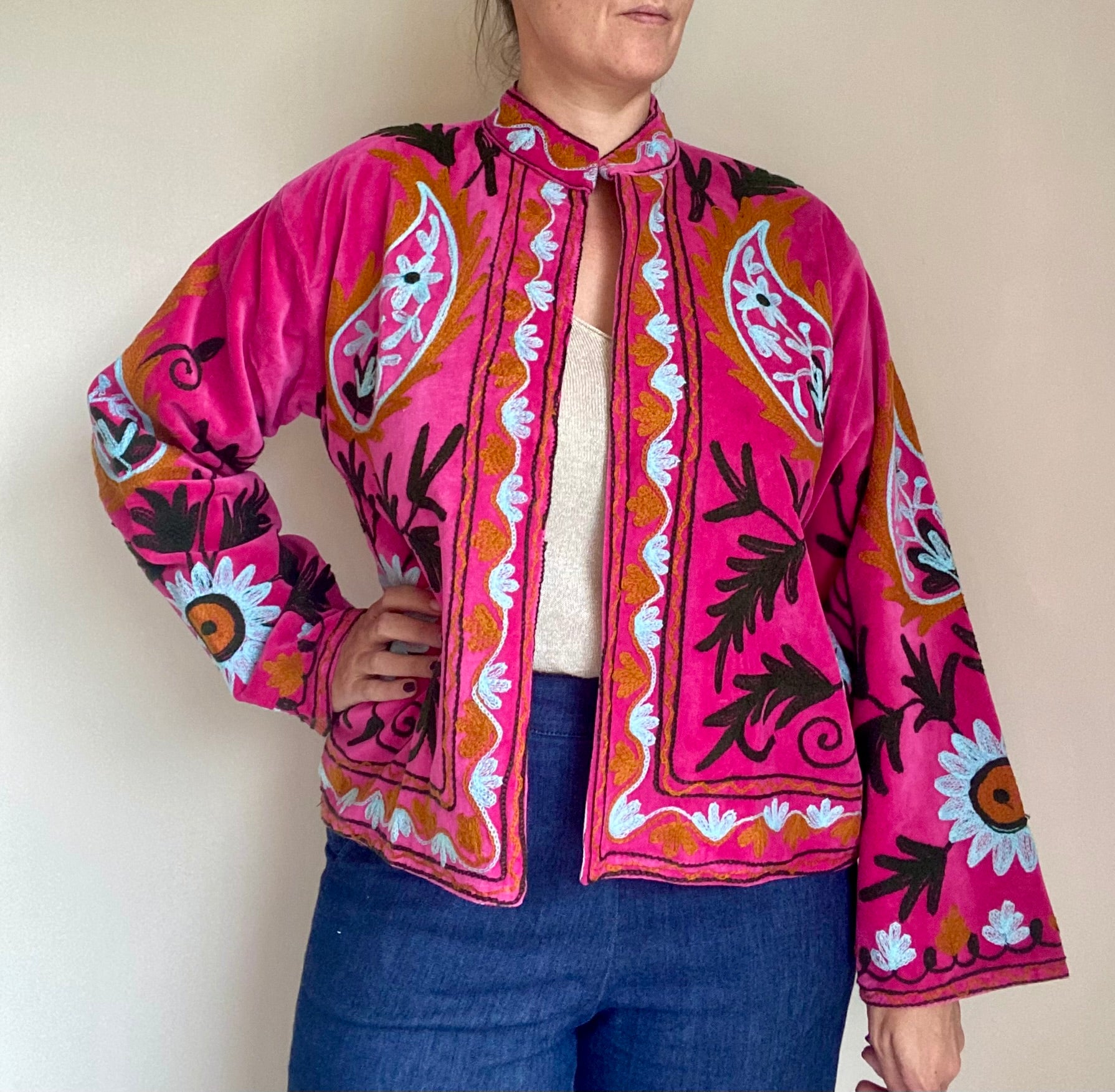 Suzani velvet jasje roze