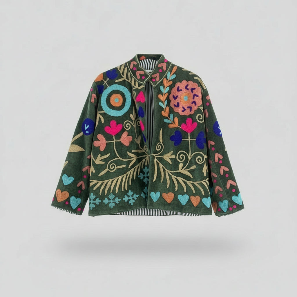 Suzani velvet jasje groen