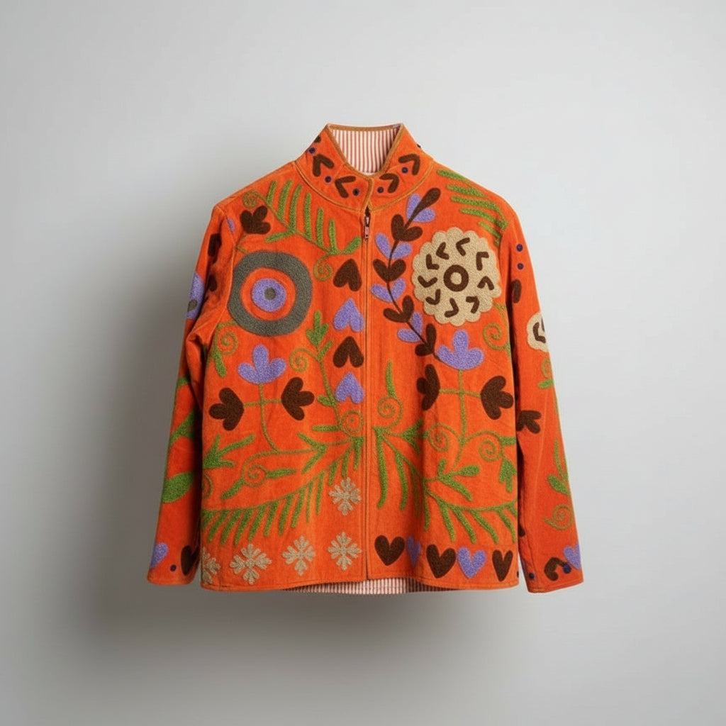 Suzani velvet jasje oranje