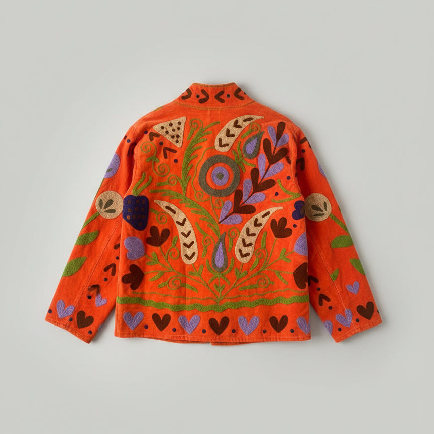 Suzani velvet jasje oranje