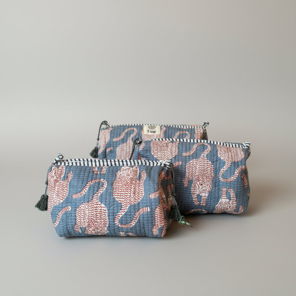 Toilettas grijs met tijger