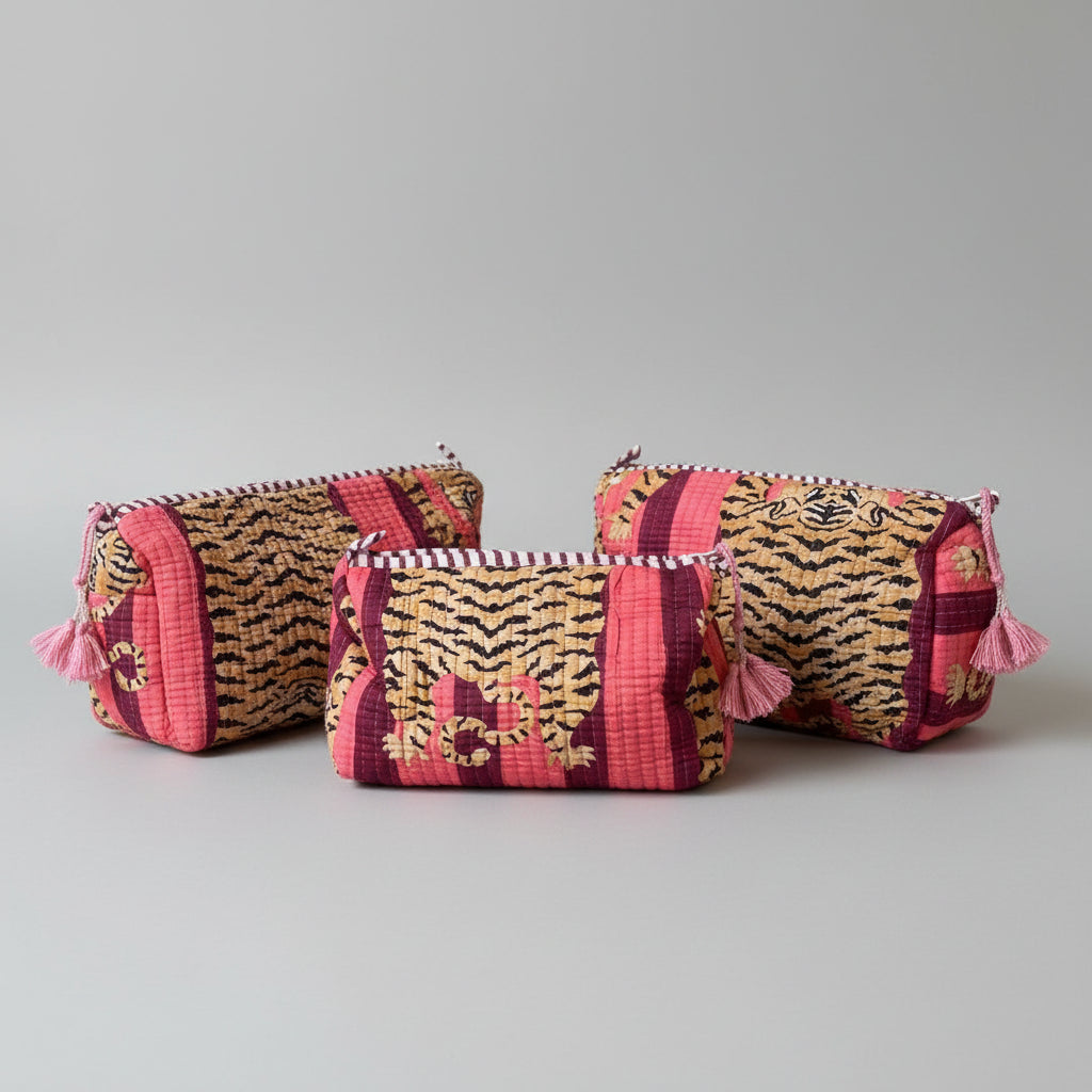 Toilettas roze/paars tijger