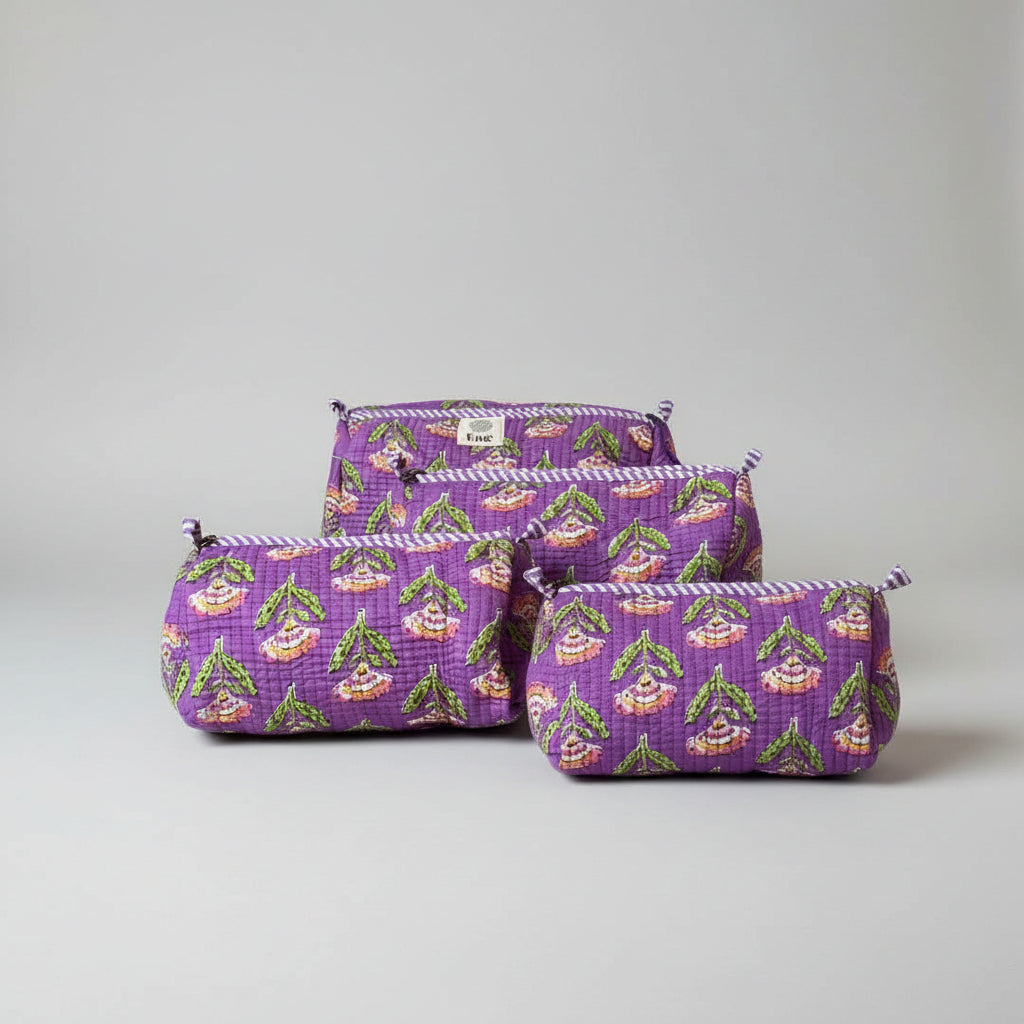 Toilettas paars met bloem