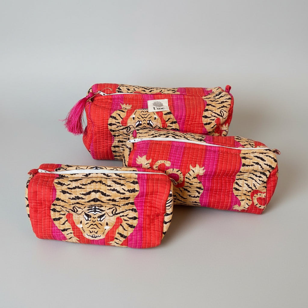 Toilettas tijger rood/paars