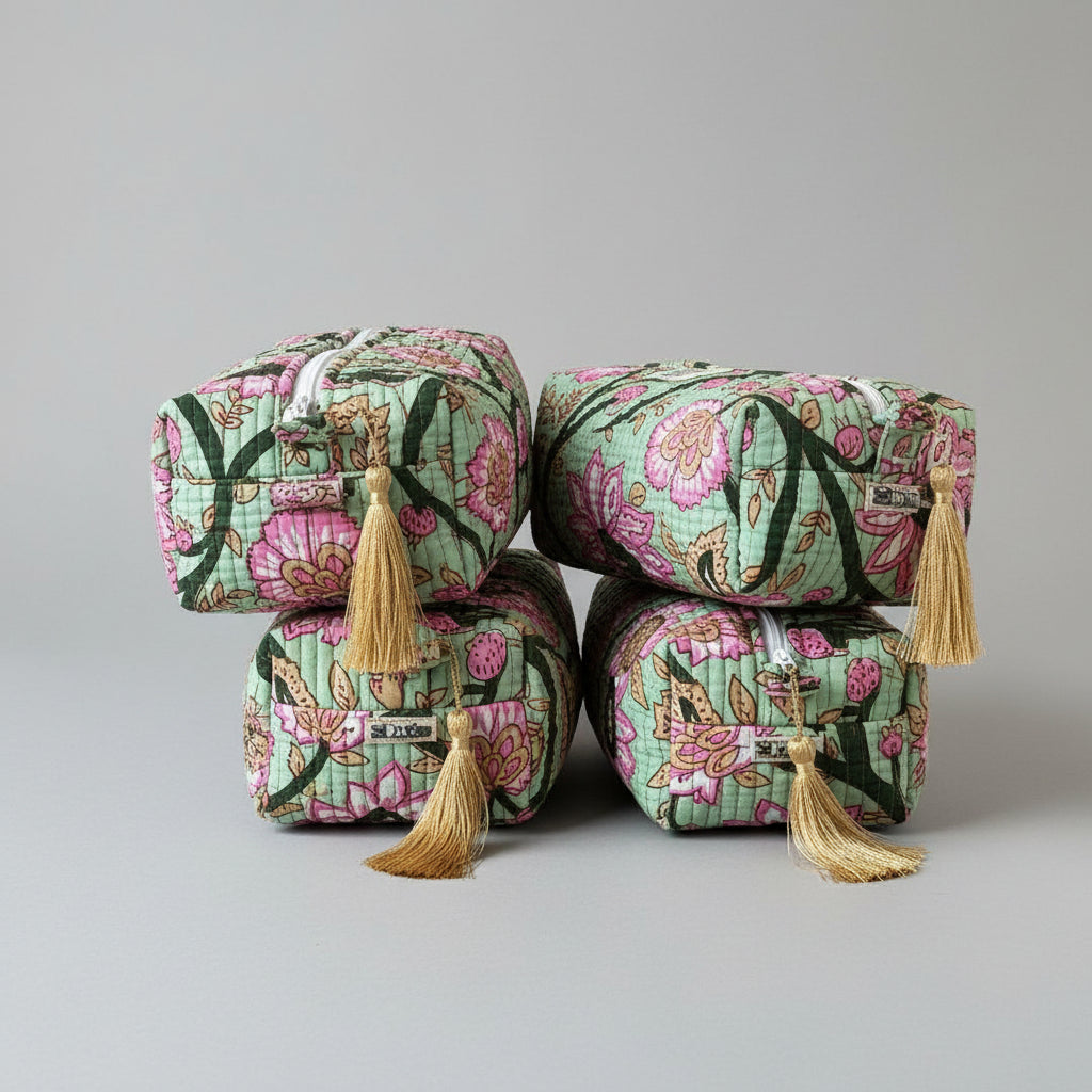 Toilettas roze bloemen