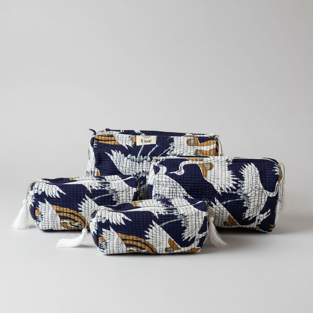 Toilettas donkerblauw vogel