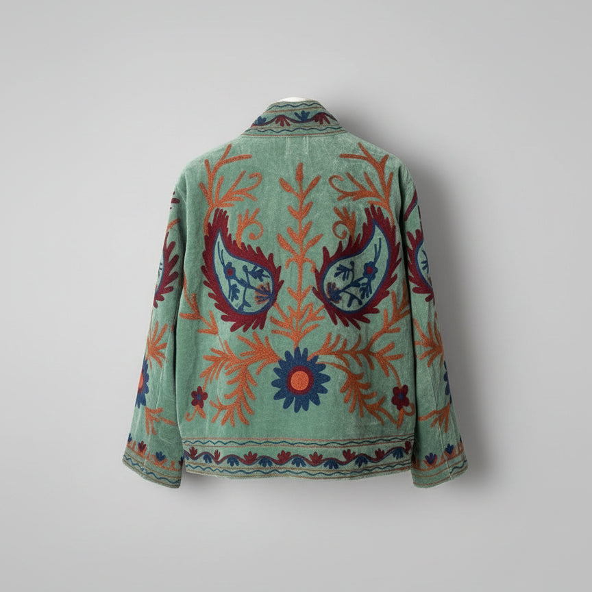 Suzani velvet jasje saliegroen