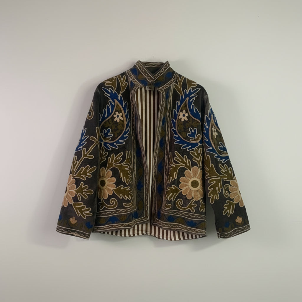 Suzani velvet jasje grijs