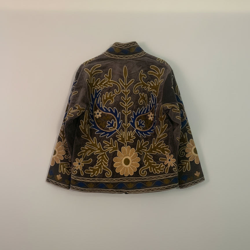 Suzani velvet jasje grijs