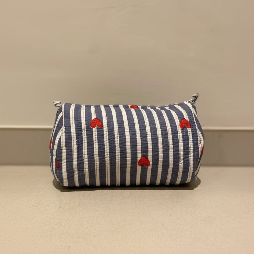 Toilettas grijs gestreept ❤️